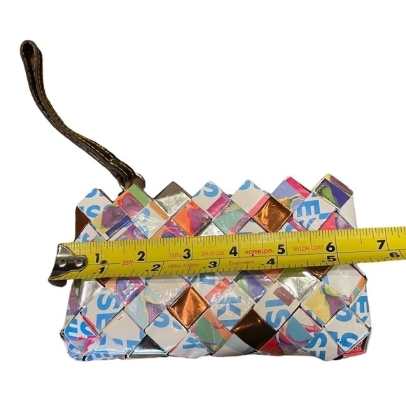 Nahui Ollin "Kisses Wrapper" Wristlet, Recycled, Repurposed Fashion Bag - Picture 4 of 9